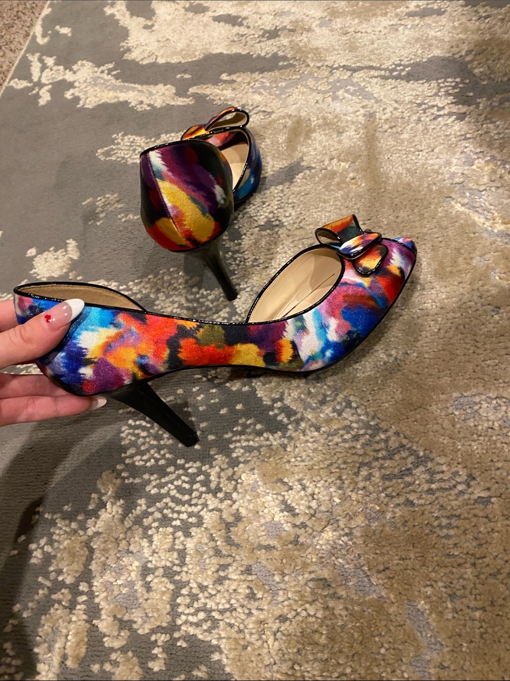 Coach satin colorful kitten heels peep toe - Picture 10 of 12